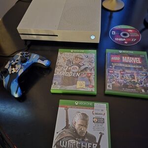 Xbox One S White Console with Camo Controller and Game Bundle